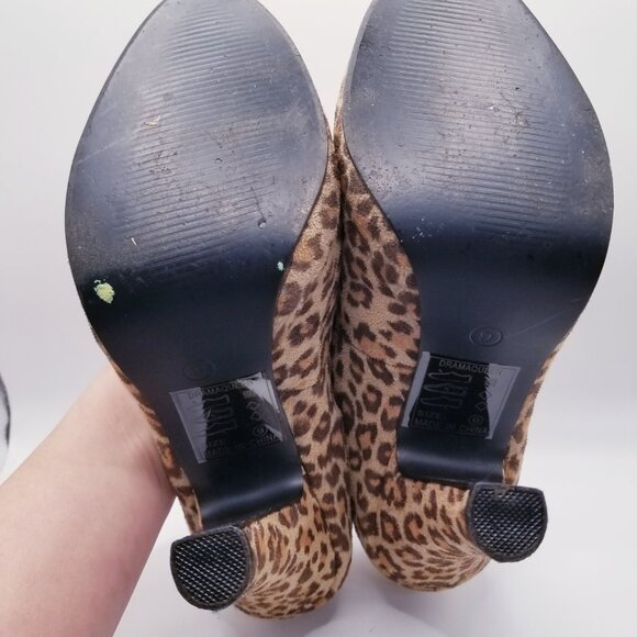 Y2K Vintage Groove Faux Suede Leopard Print - Drama Queen - Size 9 - Picture 6 of 7